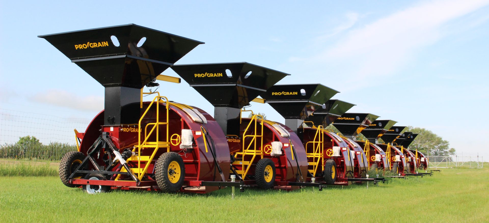 Pro Grain Grain baggers lined up in a row